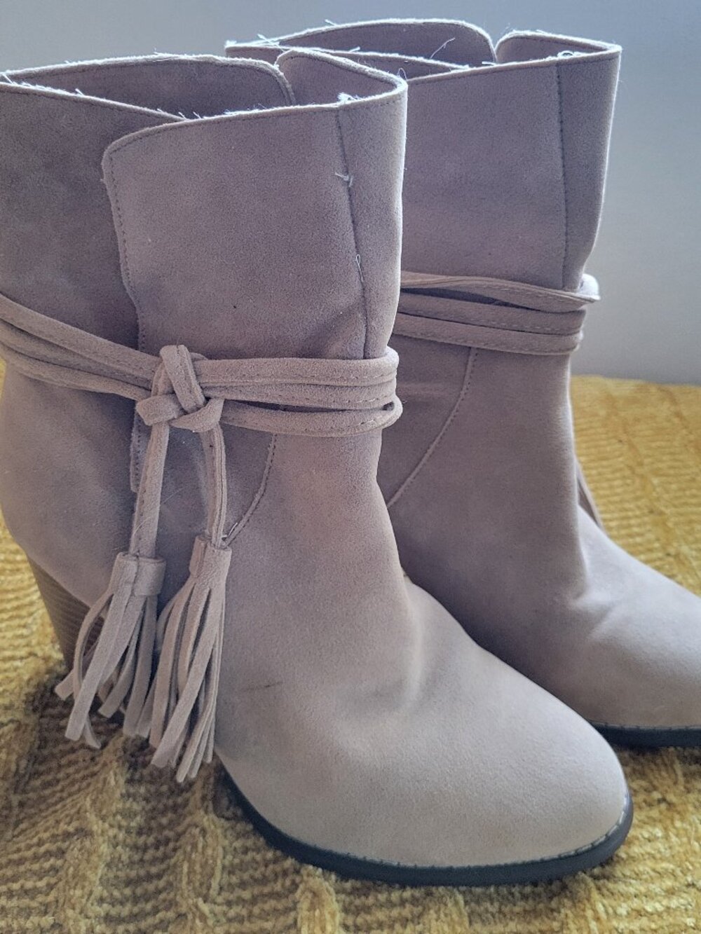 Cato Tan Suede w 2" Block Heeled Boots Size 7